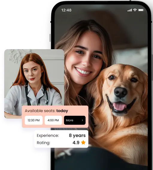 Woman with golden retriever